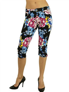 Black Flower Capris